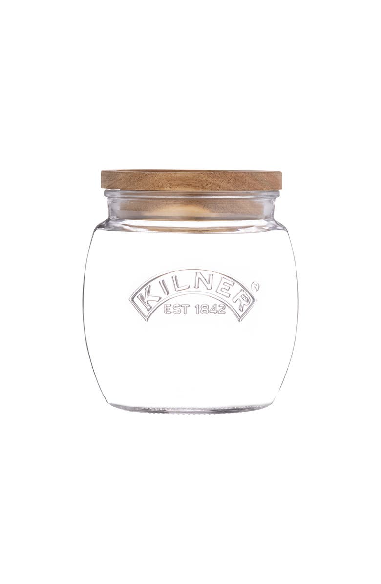 Kilner Universal Glass Storage Jar with Wooden Lid and Silicone Seal, Main, color, 5.1 In