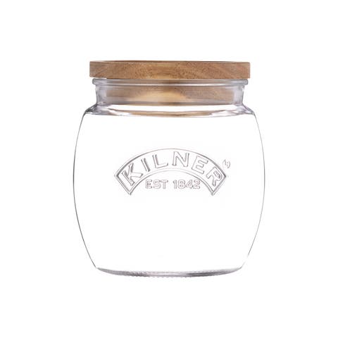 Universal Glass Storage Jar with Wooden Lid and Silicone Seal