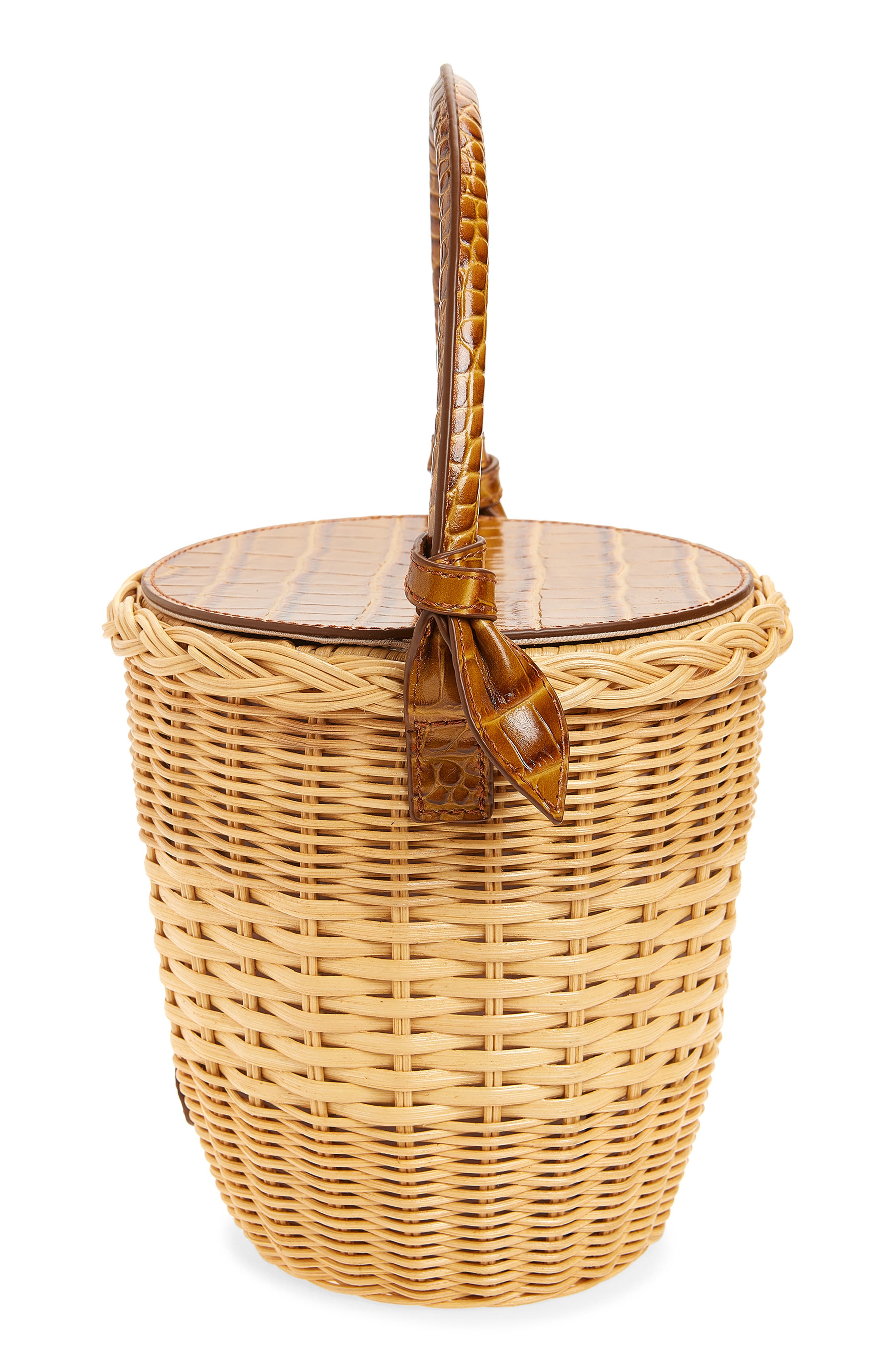 Pamela Munson The Jane Cognac Rattan Shoulder Bag, Alternate, color, Natural/ Cognac