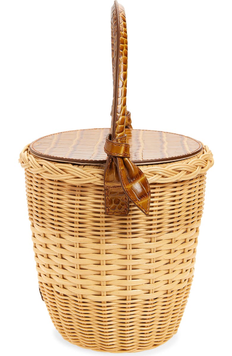 Pamela Munson The Jane Cognac Rattan Shoulder Bag, Alternate, color, Natural/ Cognac