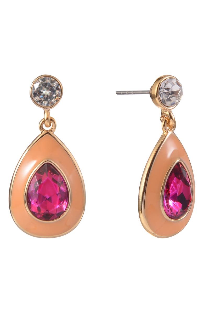 Laundry by Shelli Segal Crystal & Enamel Teardrop Earrings, Main, color,