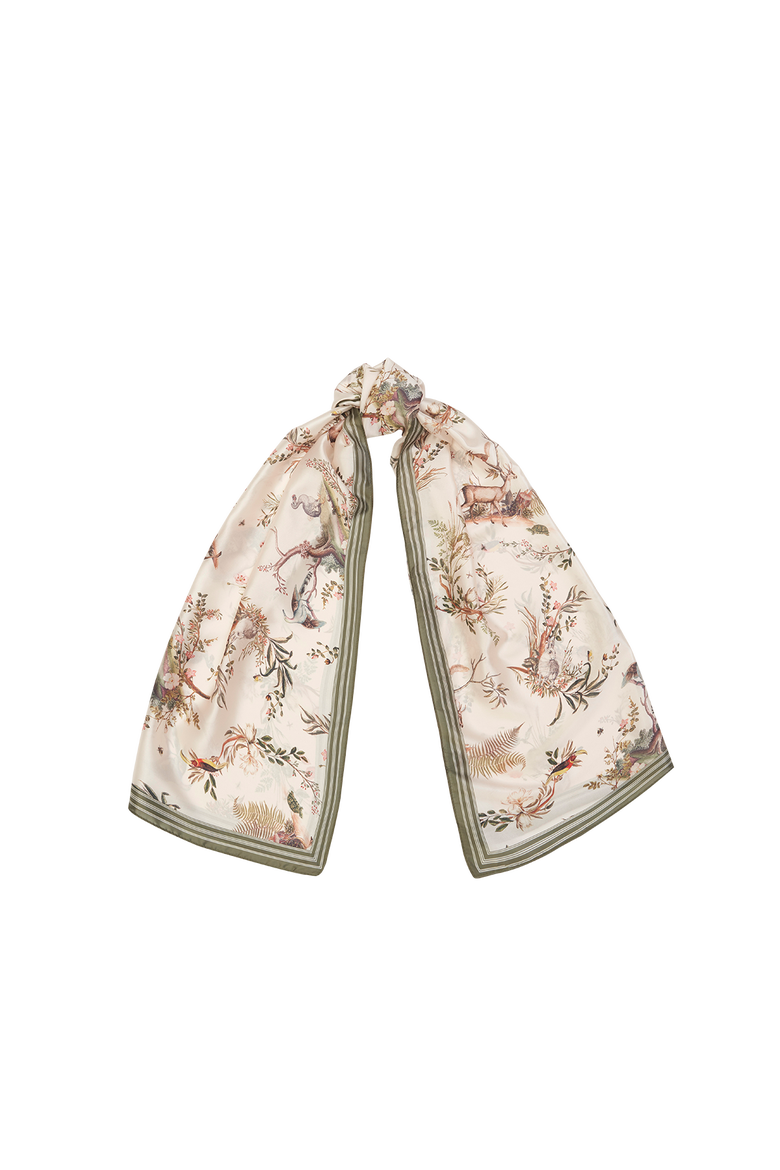 Wonderland Toile Silky Scarf, Main, color, Cream