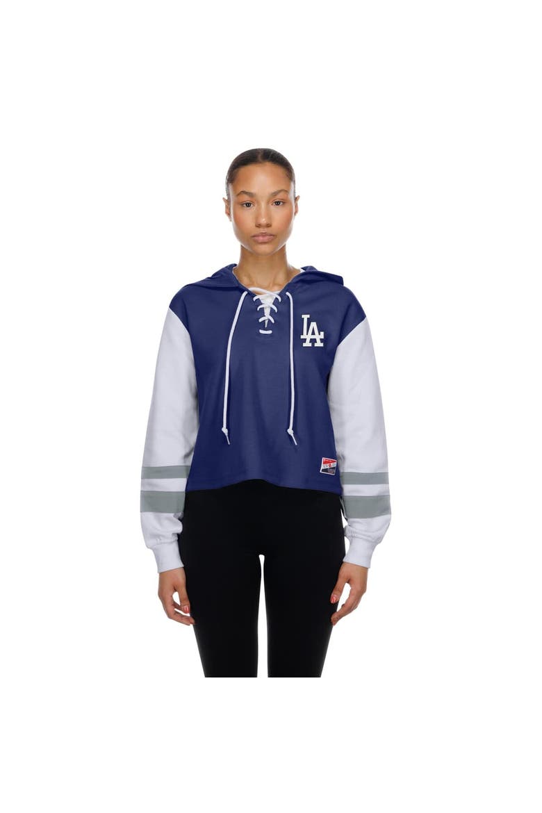 Women's New Era  Royal Los Angeles Dodgers Boxy Lace-Up Hoodie, Main, color, Royal
