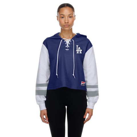 Women's New Era  Royal Los Angeles Dodgers Boxy Lace-Up Hoodie