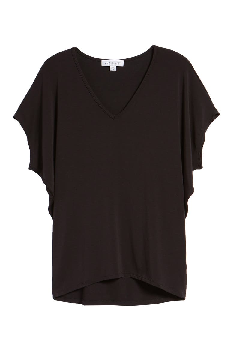 'Mayr' V-Neck Tee, Alternate, color, BLACK