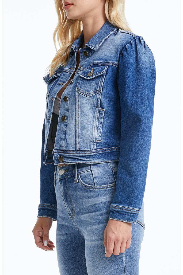 Puff Shoulder Crop Denim Jacket, Alternate, color, RAF