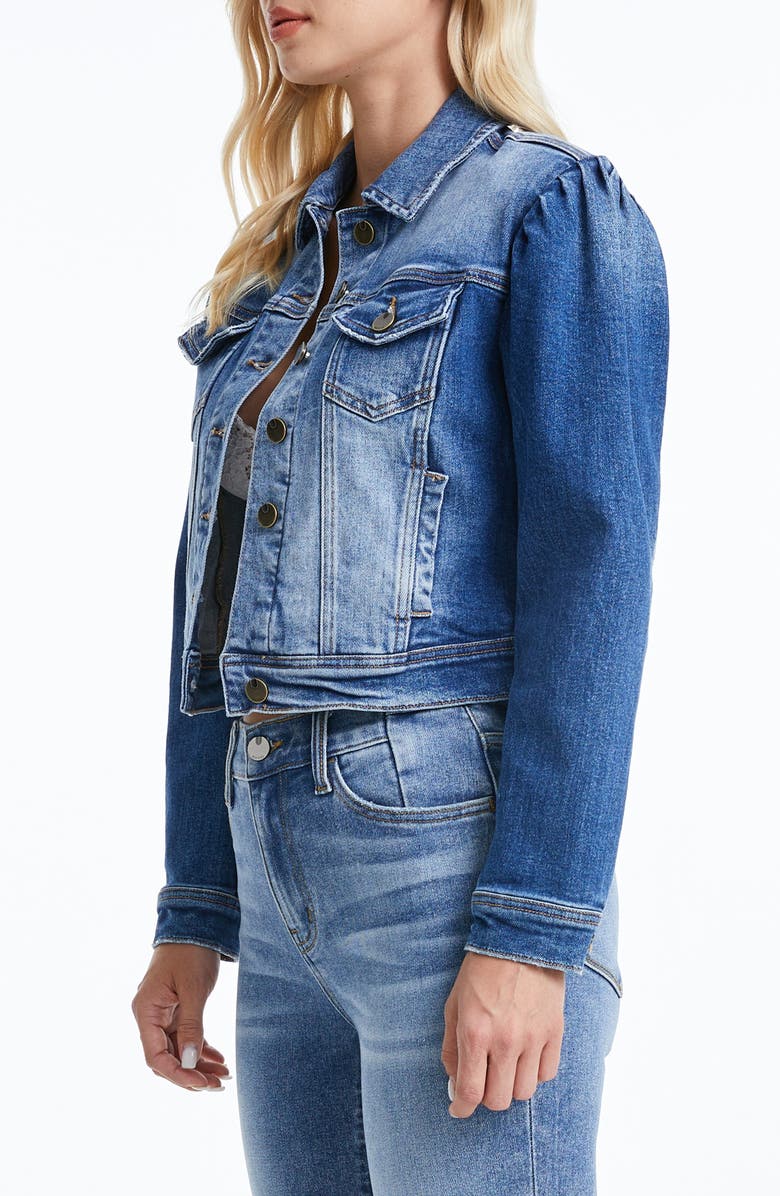 Bayeas Puff Shoulder Crop Denim Jacket, Alternate, color, Raf