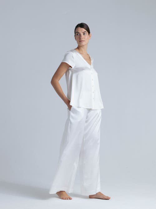 Alas Silk Short Sleeve Shirt In White