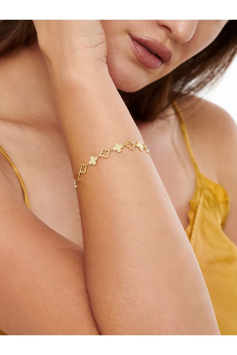 Clover Chain Bracelet in Gold Plated Sterling Silver, 8mm, Alternate, color, Yellow Gold