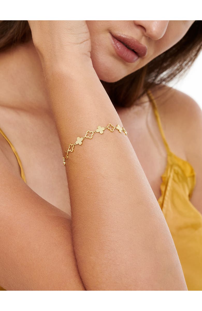 DEVATA Clover Chain Bracelet in Gold Plated Sterling Silver, 8mm, Alternate, color, Yellow Gold