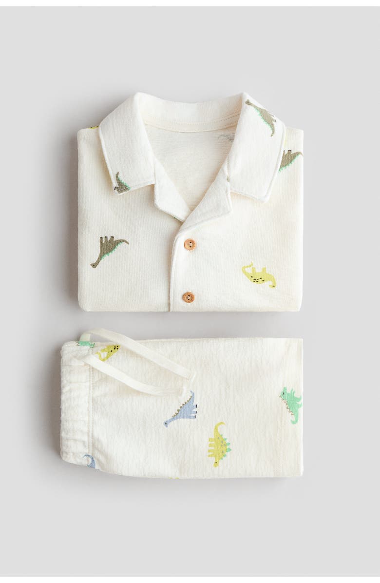 H&M 2-piece cotton jersey set, Alternate, color, White/Dinosaurs