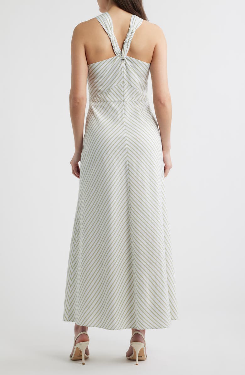 Parker Knot Halter Stripe Midi Dress, Alternate, color, New Ivory