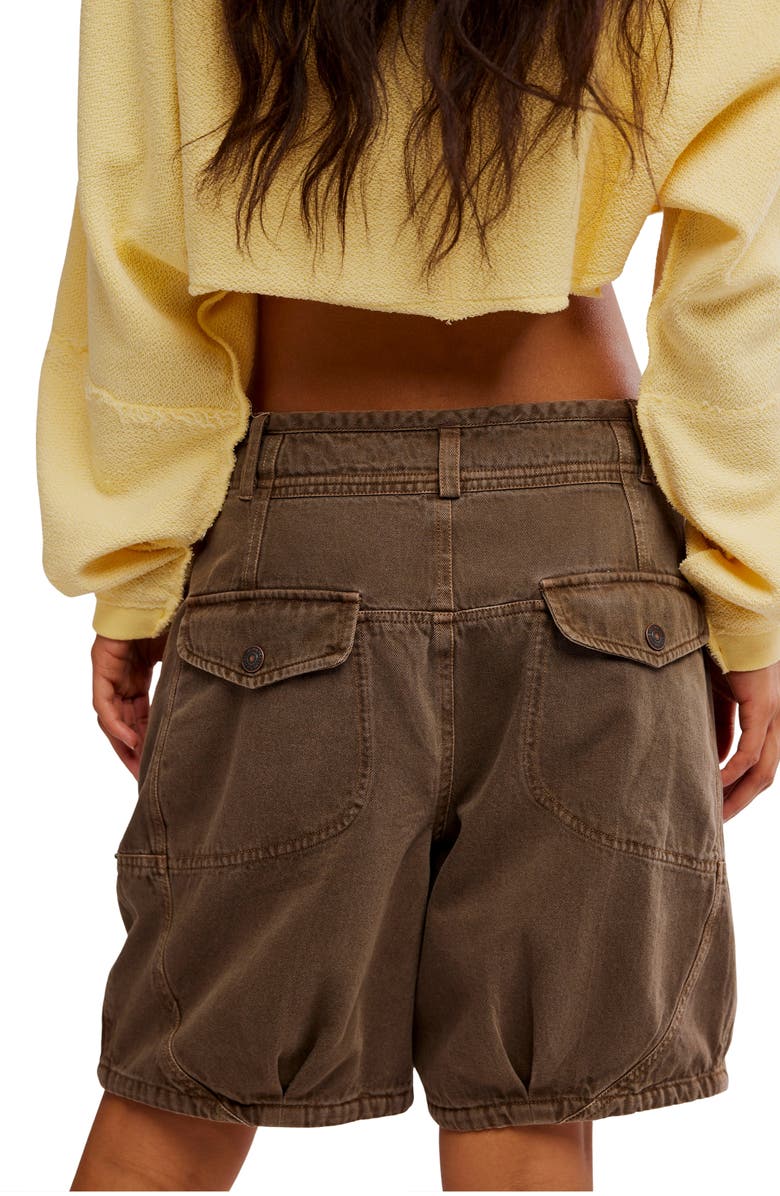 Free People Wild Rebel Barrel Shorts, Alternate, color, Teak