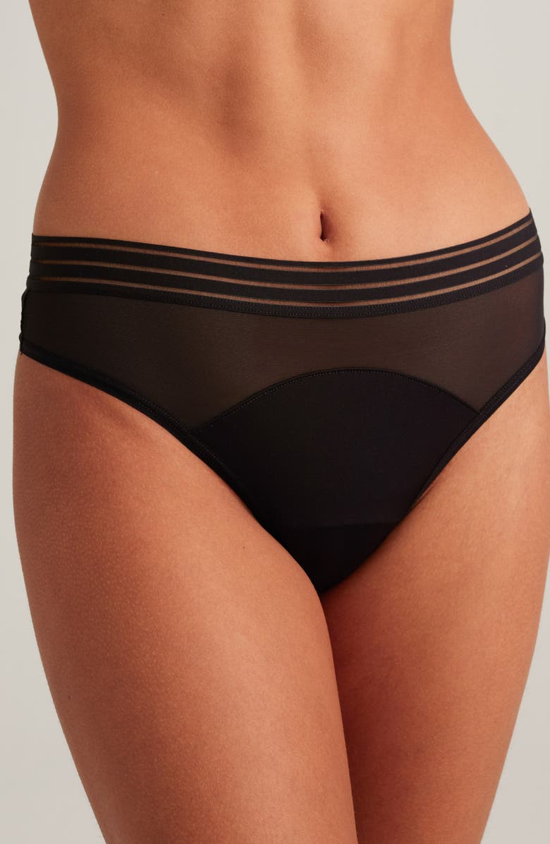 Saalt Period & Leakproof Light Absorbency Mesh Thong, Main, color, Black