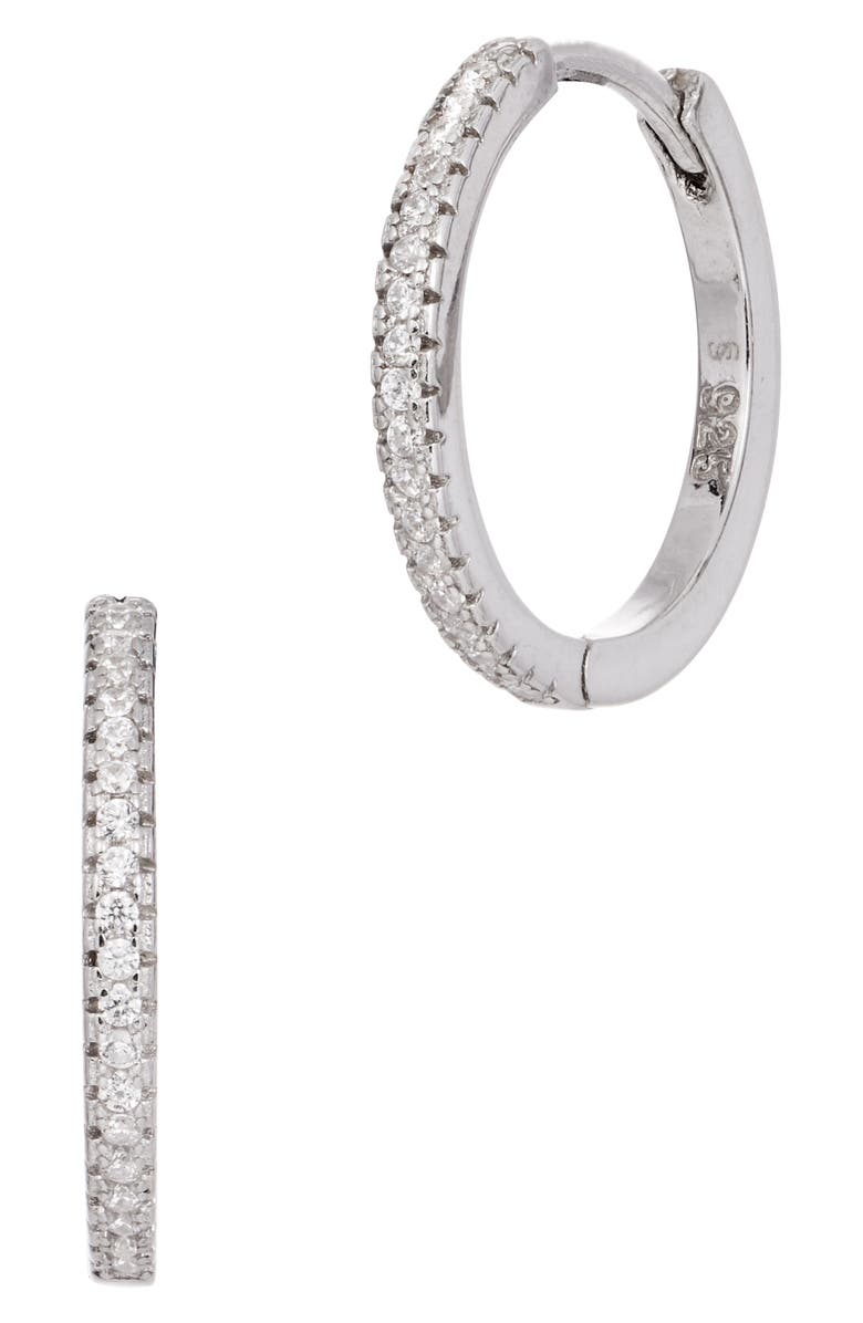 SAVVY CIE JEWELS CZ Huggie Hoop Earrings, Main, color, Silver