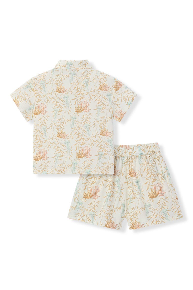Linen Buttonup Shirt And Shorts Set, Alternate, color, Under the Sea