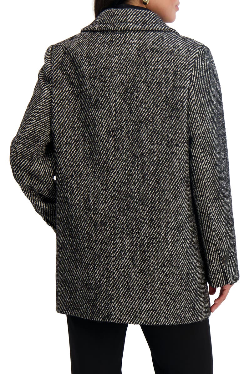 Tahari Clyde Stripe Double Breasted Long Coat, Alternate, color, Black/White