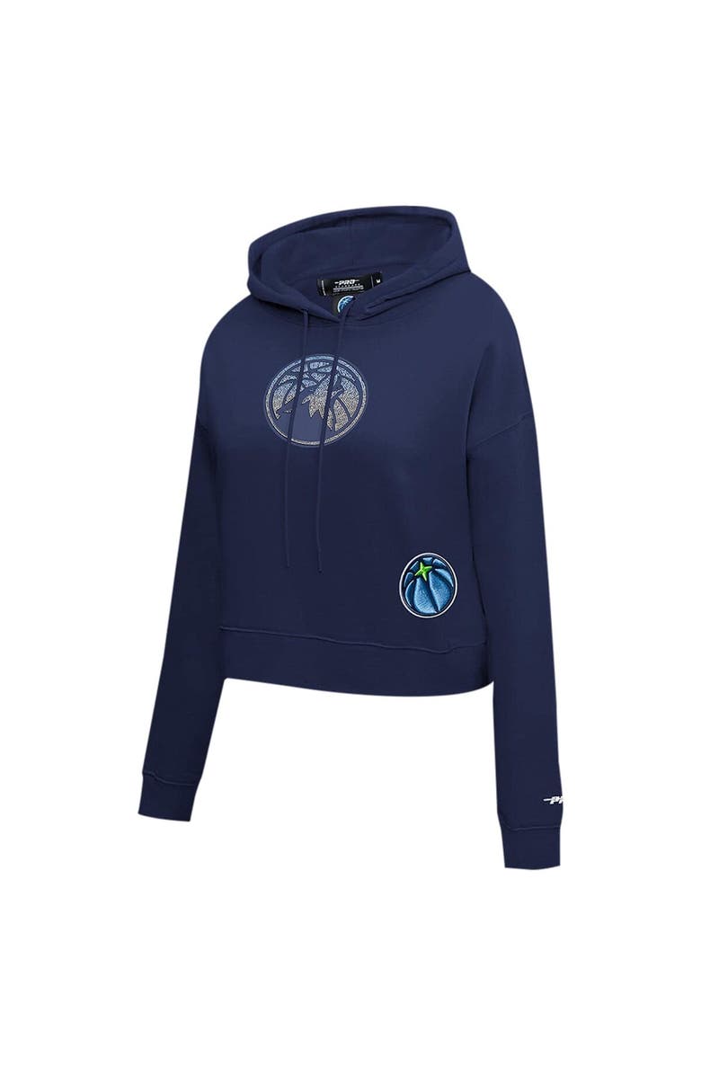 PRO STANDARD Women's Pro Standard Navy Minnesota Timberwolves Jewels Cropped Pullover Hoodie, Alternate, color, 