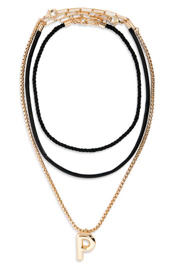 Open Edit Set Of 3 Interchangeable Initial Pendant Necklaces In Multi