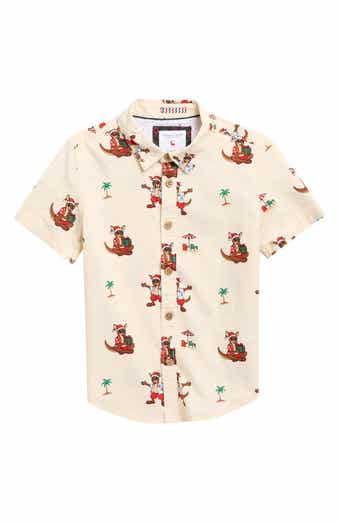 Kids' Kangaroo Palm Tree Print Button-Up Shirt