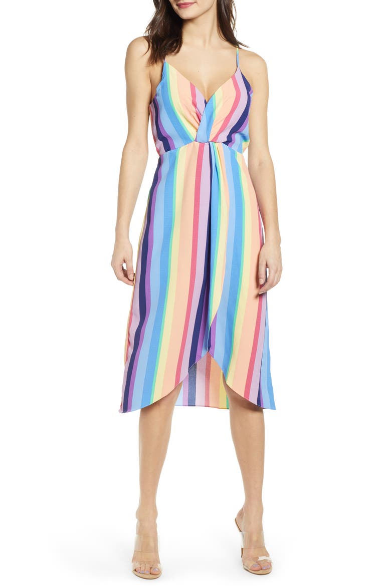 Rainbow Stripe Dress, Main, color, LAVENDER MULTI