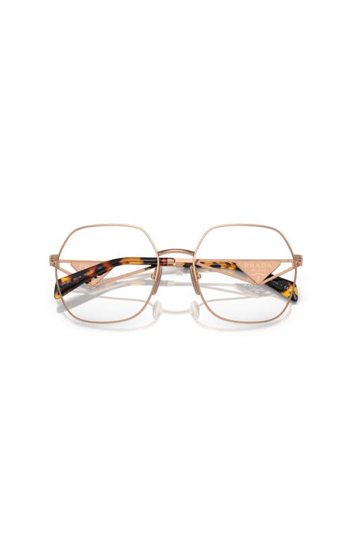 Prada 56mm Irregular Optical Glasses In Gold