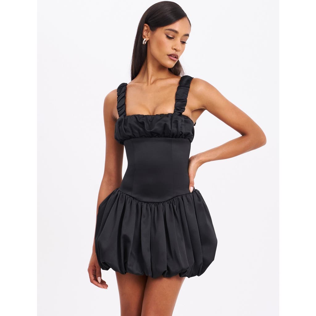 Miss Circle Aubrey Ruffled Bubble Hem Mini Dress in Black  product