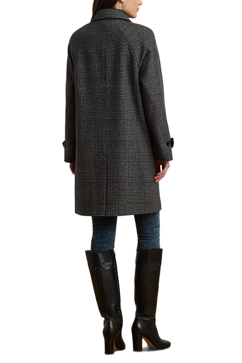 Single Breasted Plaid Wool Blend Coat, Alternate, color, BLACK/ GREY PLAID