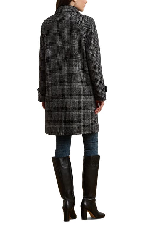 Ralph Lauren Lauren Single Breasted Plaid Wool Blend Coat In Black