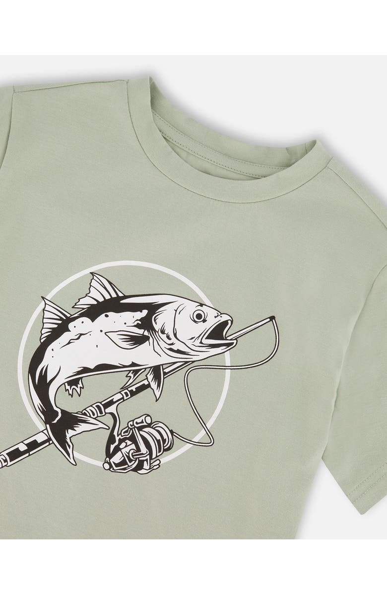 Deux par Deux Organic Cotton Jersey Fish T-Shirt, Alternate, color, Sage