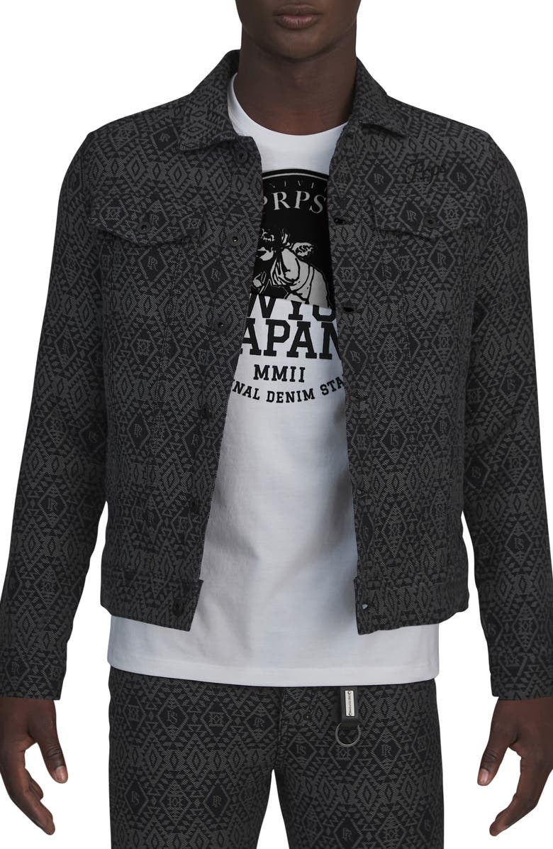 PRPS Keystone Geo Pattern Cotton Trucker Jacket, Alternate, color,