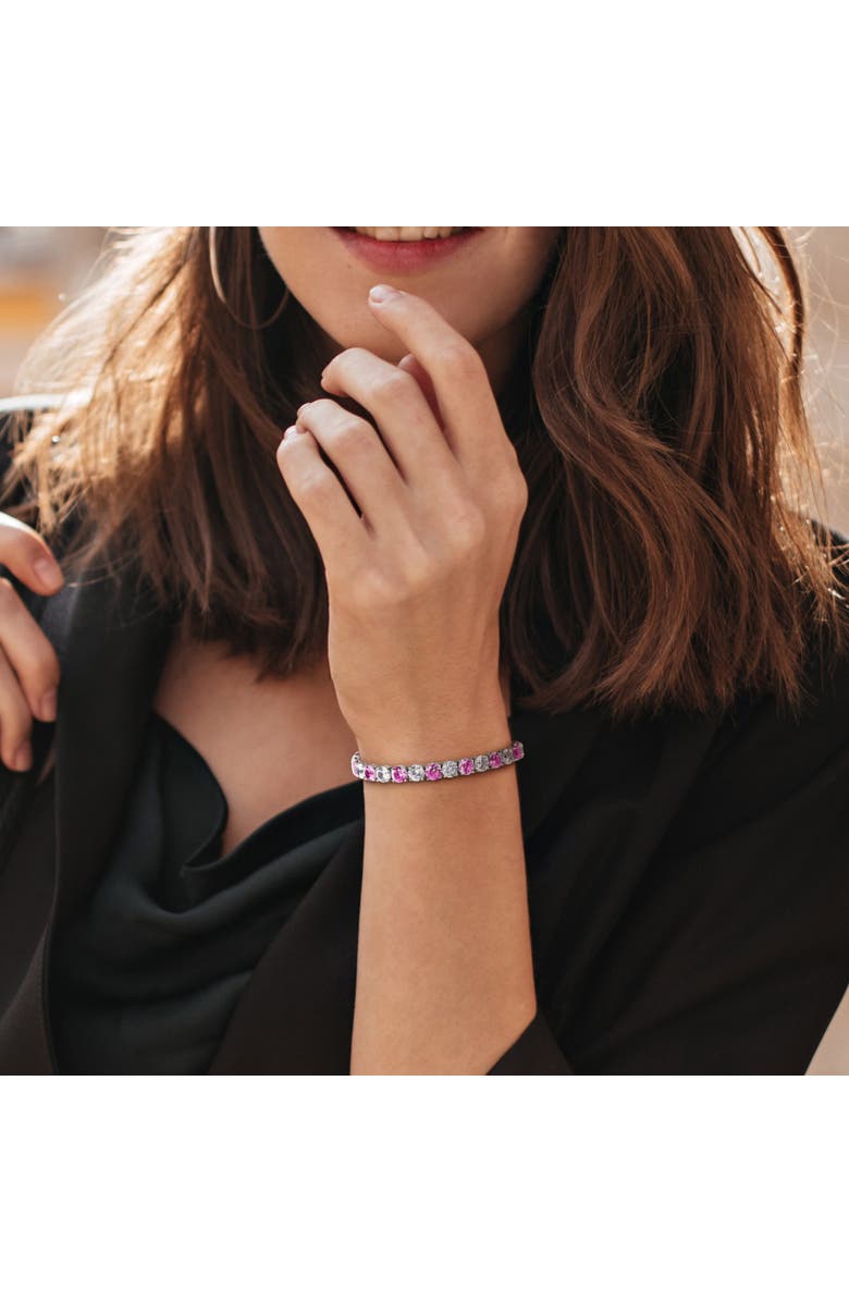 Julianna B. Lab-Created Pink & White Sapphire Tennis Bracelet, Alternate, color, Sterling Silver