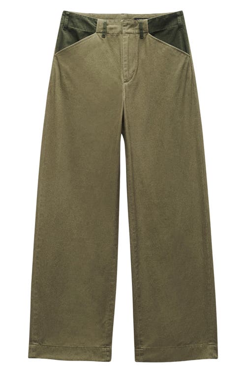 Rag & Bone Banks High Waist Two-tone Cotton Pants In Army