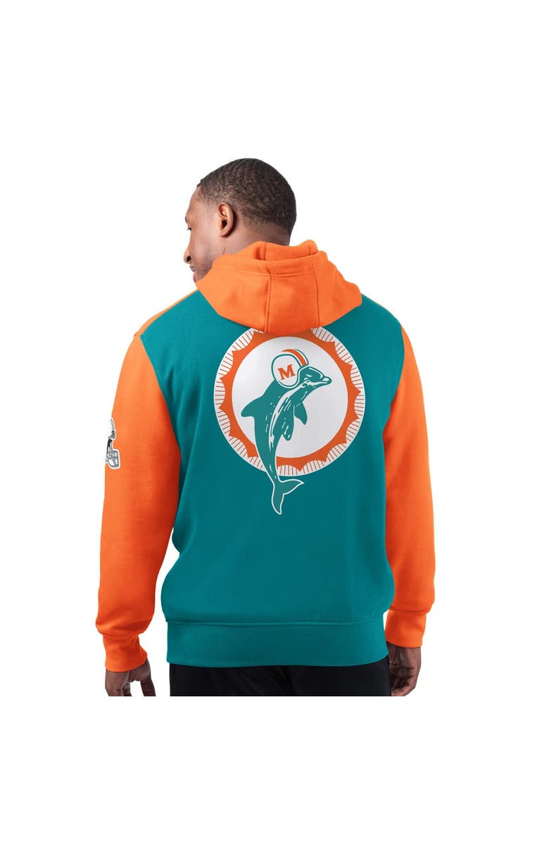 STARTER Men's Starter Aqua Miami Dolphins Extreme Vintage Logo Pullover Hoodie, Alternate, color, Aqua