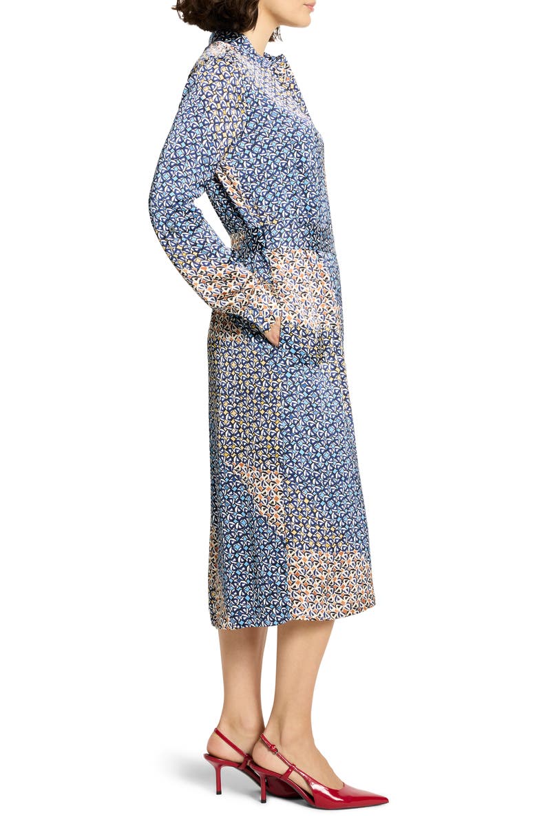 Mandarin Collar Knee Length Wrap Dress