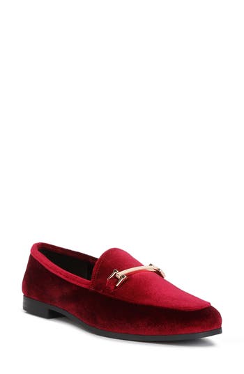 Shop London Rag Evelio Horsebit Velvet Loafer In Burgundy