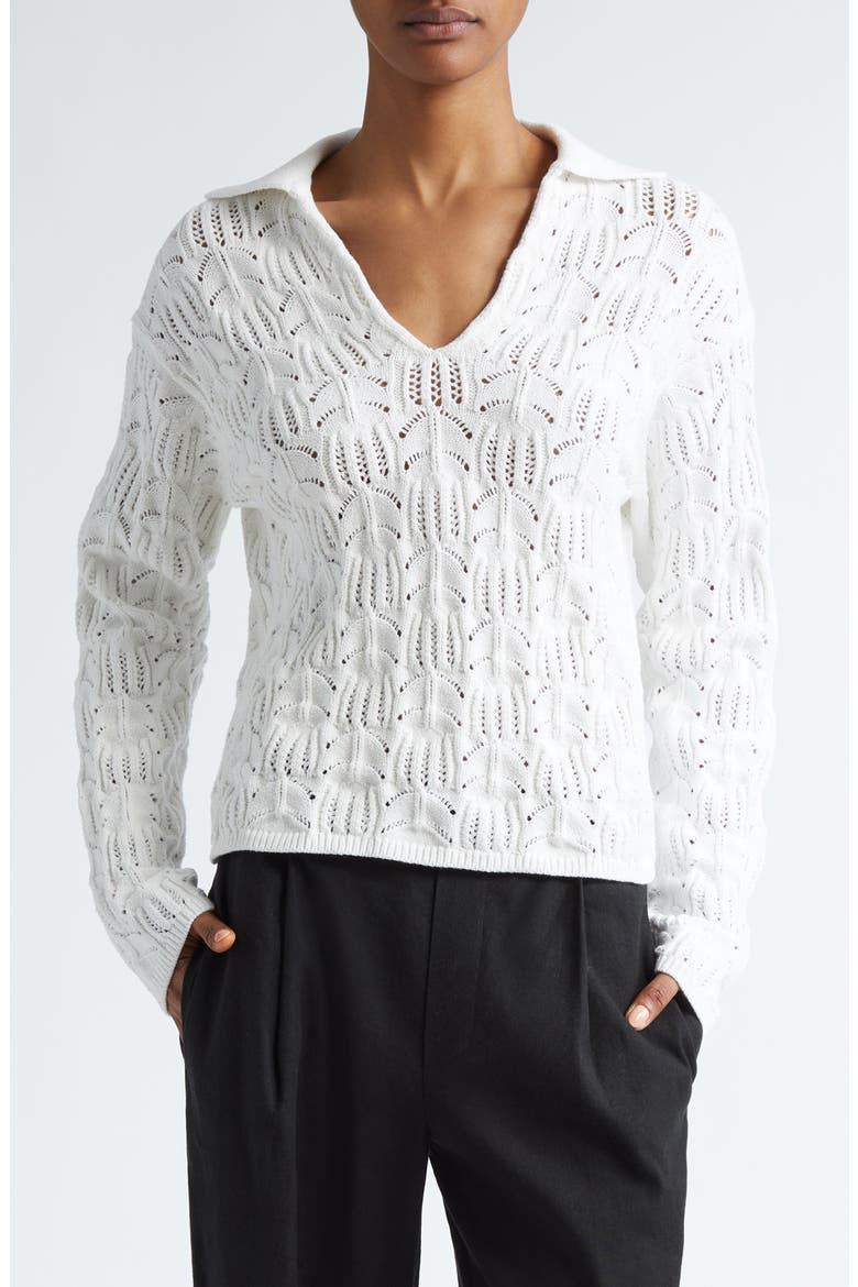 Baja Pointelle Sweater, Main, color, OPTIC WHITE