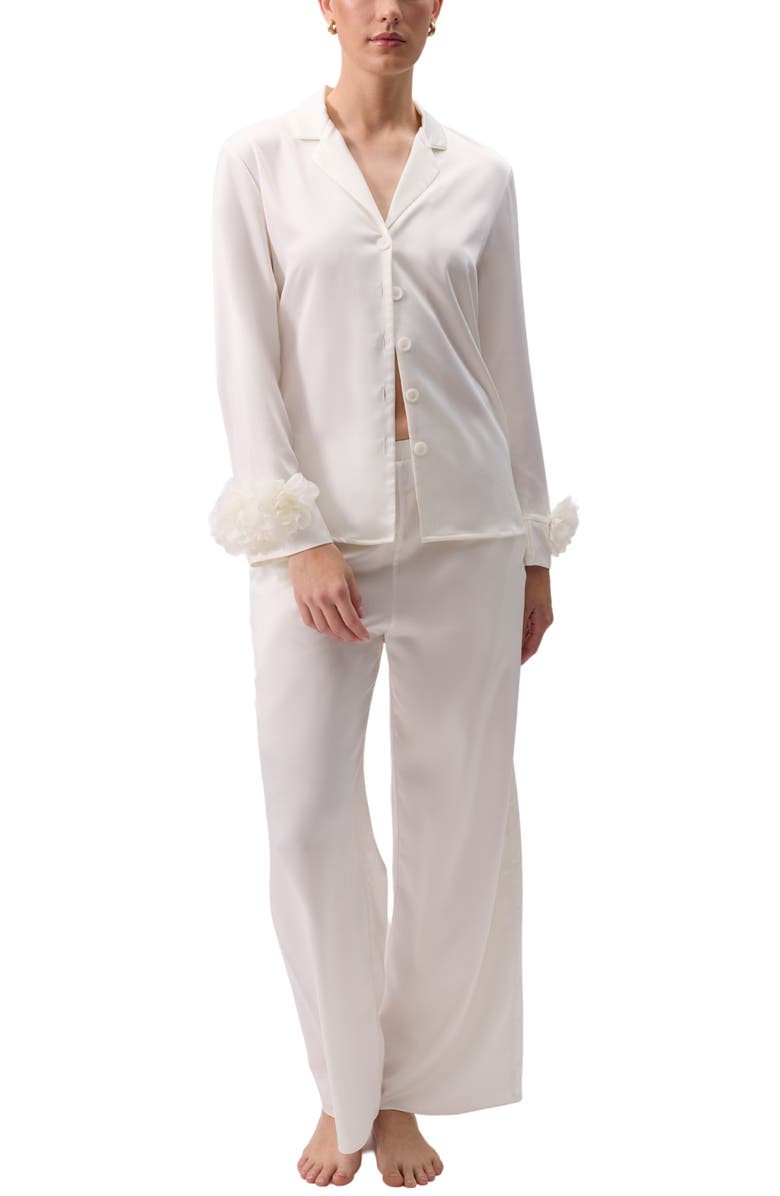 Rya Collection Sweetie Charmeuse Pajamas, Alternate, color, Ivory
