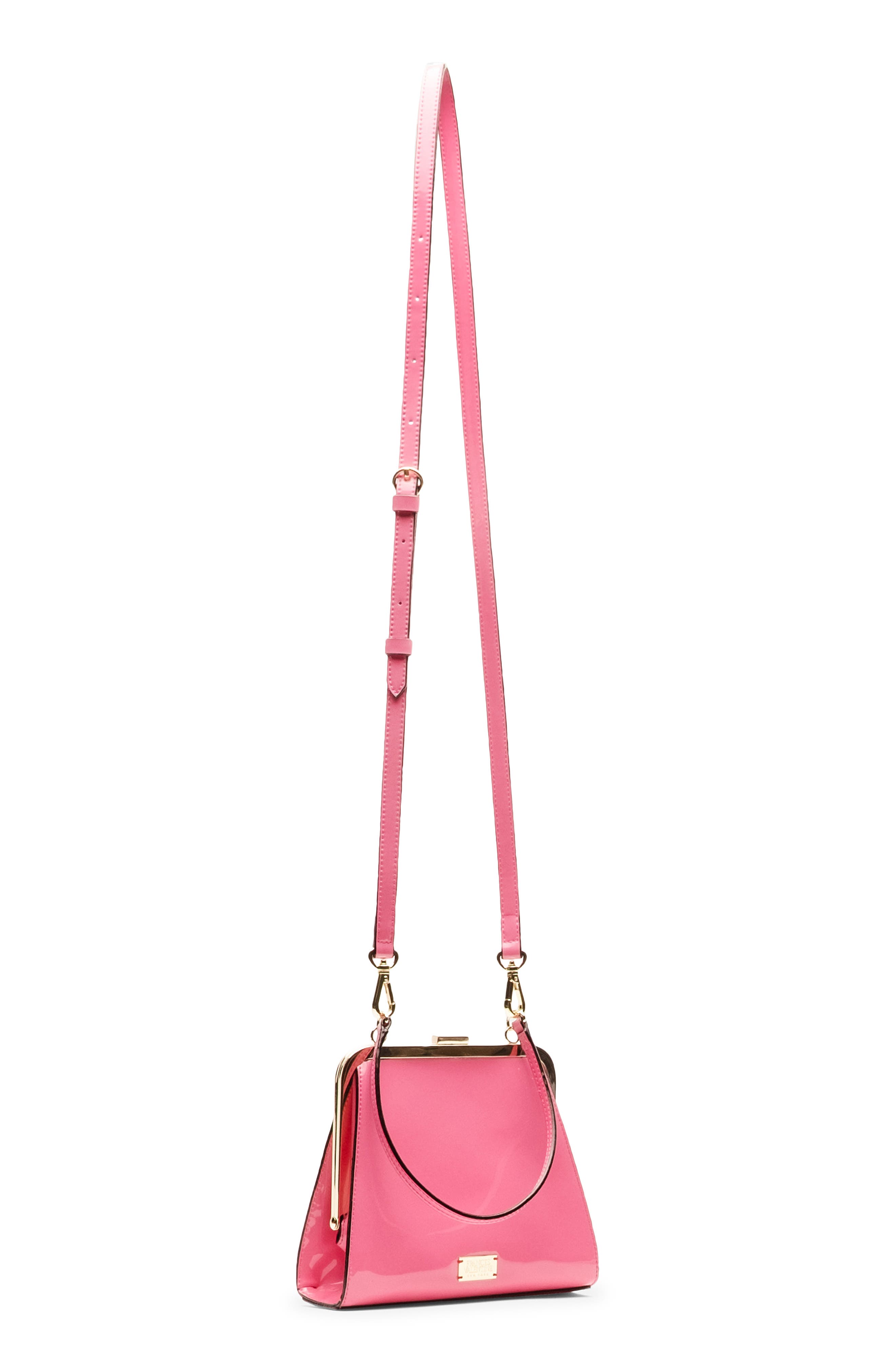 Lulu Leather Frame Clutch, Alternate, color, PINK