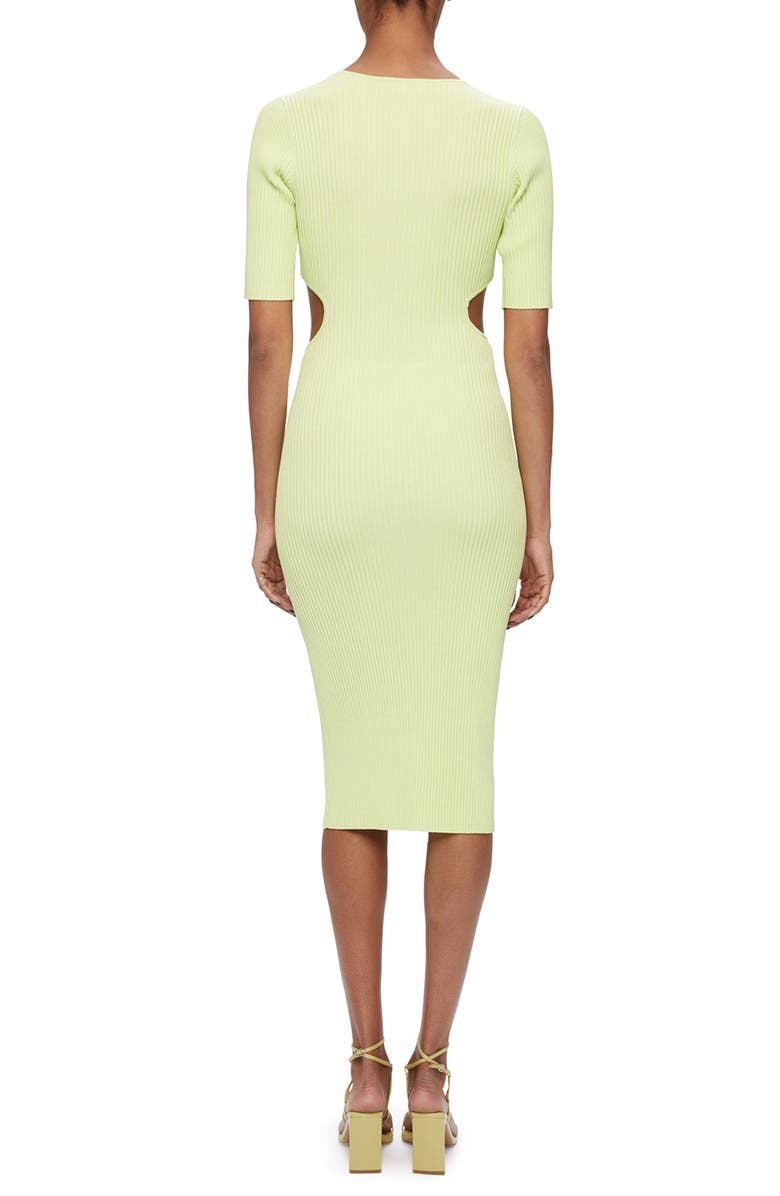 Simkhai Collette Matte Compact Rib Body-Con Sweater Dress, Alternate, color, Lemongrass