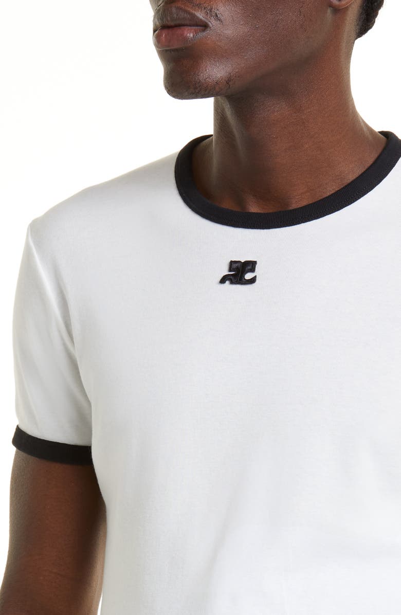Courrèges Bumpy Embroidered Logo Ringer T-Shirt, Alternate, color, 