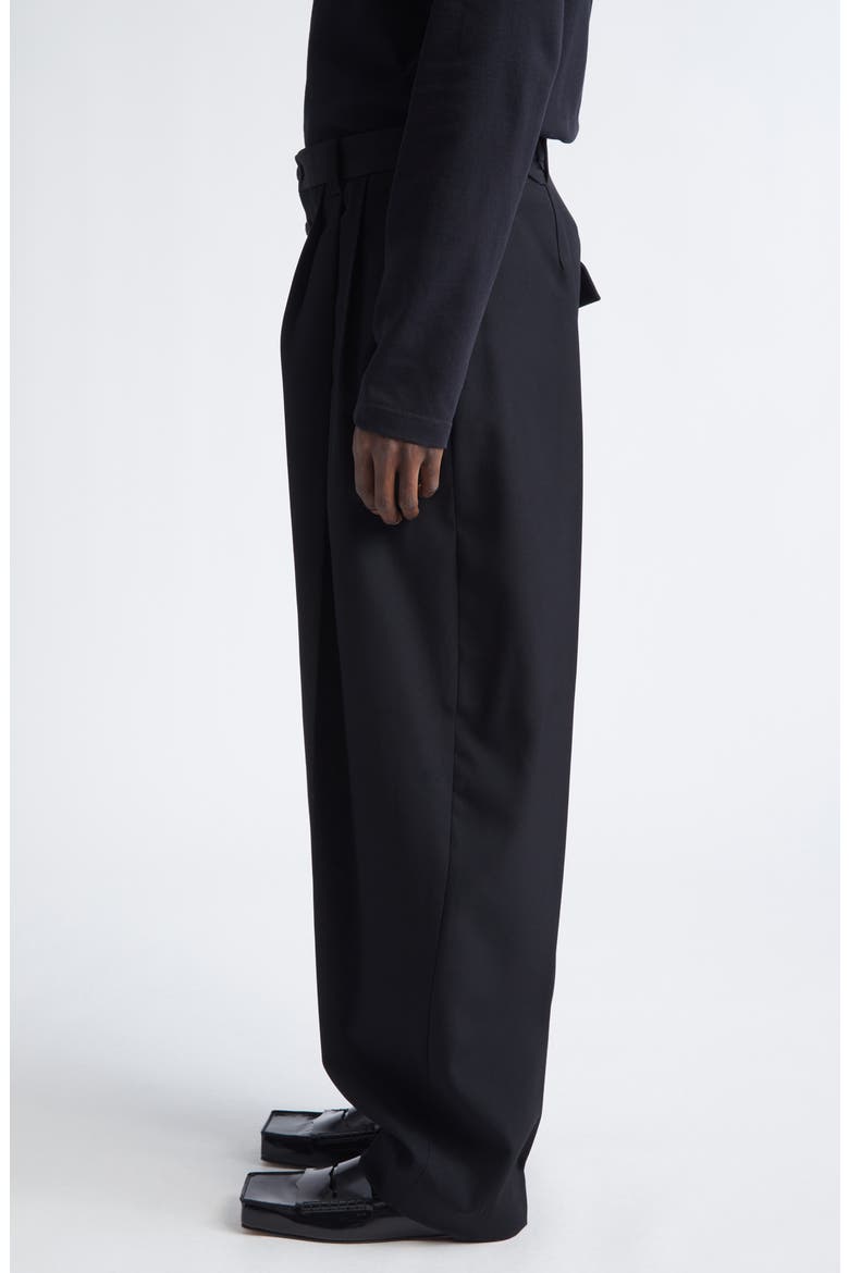 Le Pantalon Fernando Pleated Wool Pants, Alternate, color, BLACK