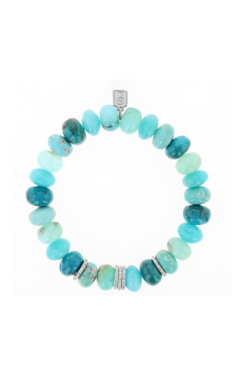 Sheryl Lowe Blue Mix Bead Bracelet with 5 Diamond Rondelles, Alternate, color,