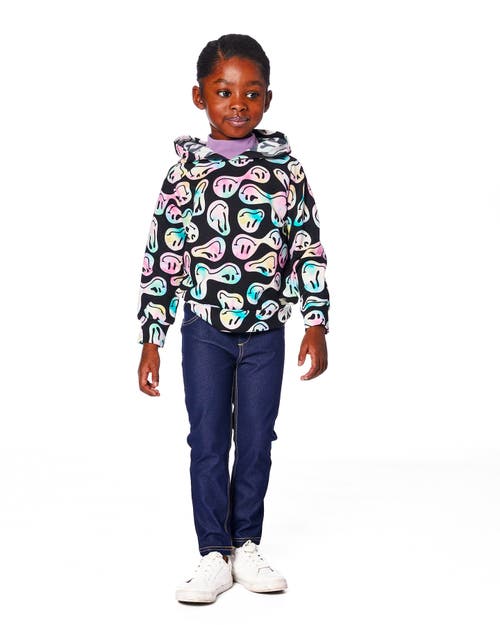 Deux Par Deux Little Girl's Plush Lined Dark Blue Denim Jeggings In Blue
