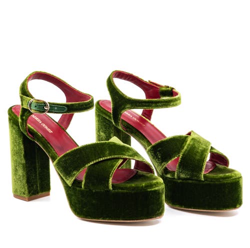 Andrea Gomez Bella Velvet Platform Sandals In Multi