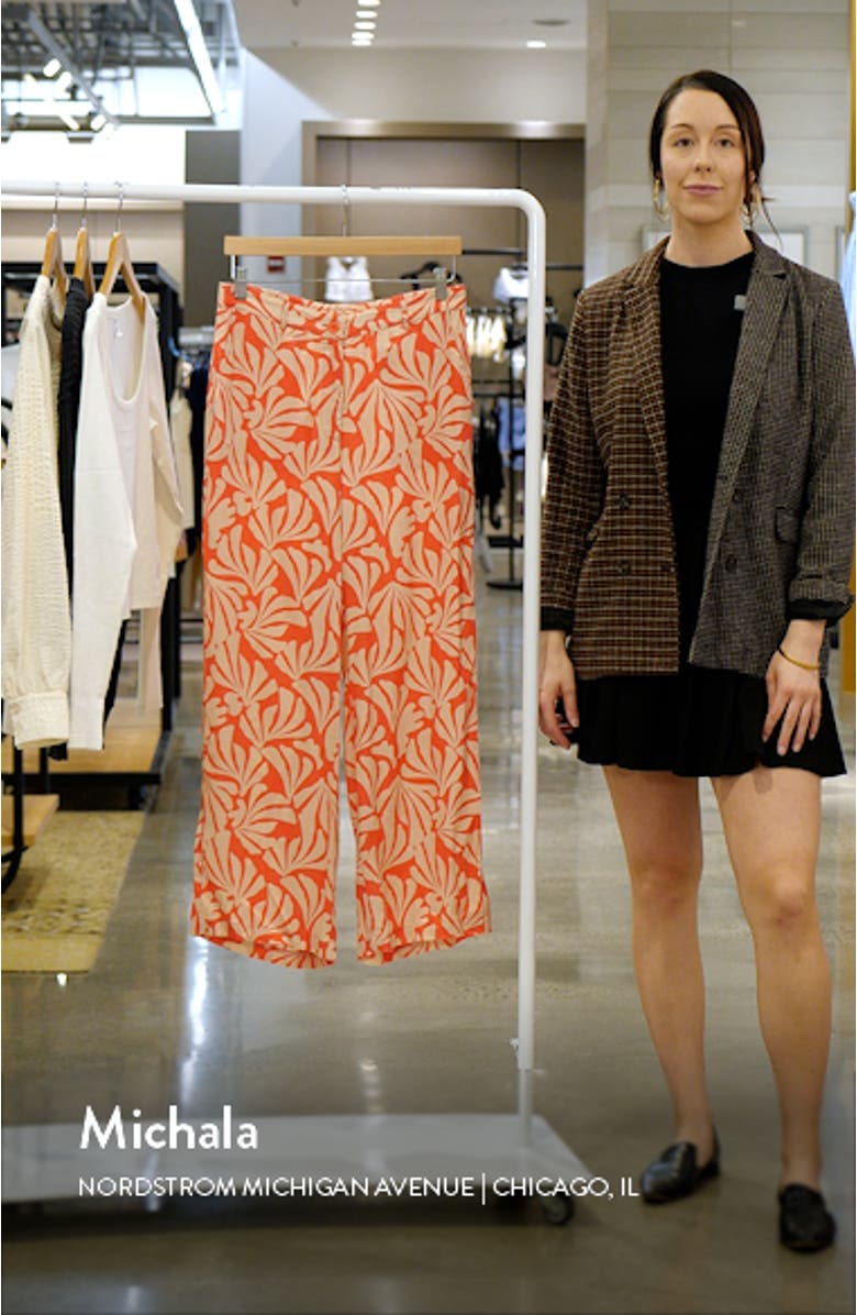 Perinua Floral Print Wide Leg Trousers, sales video thumbnail