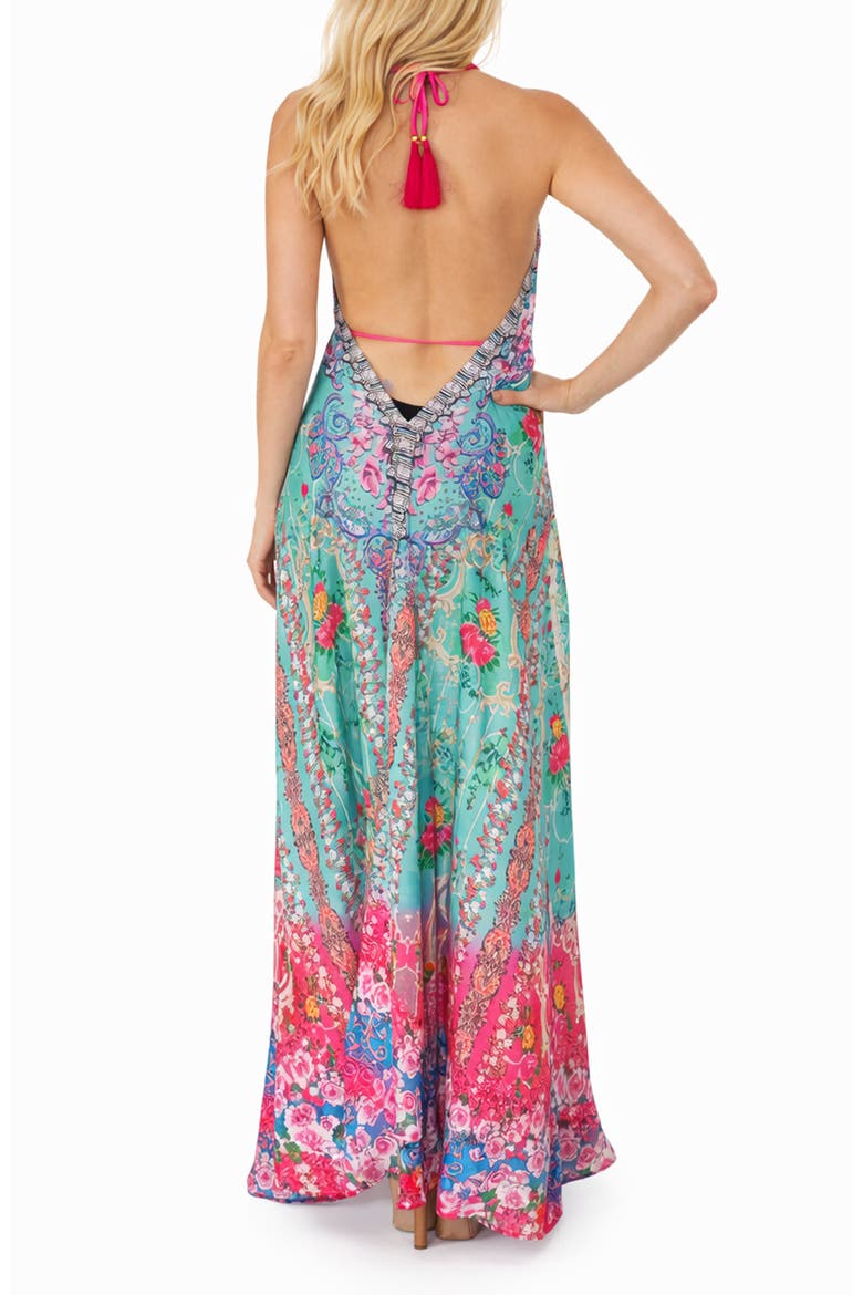 Plunge Neck Maxi Cover-Up Dress, Alternate, color, PINK