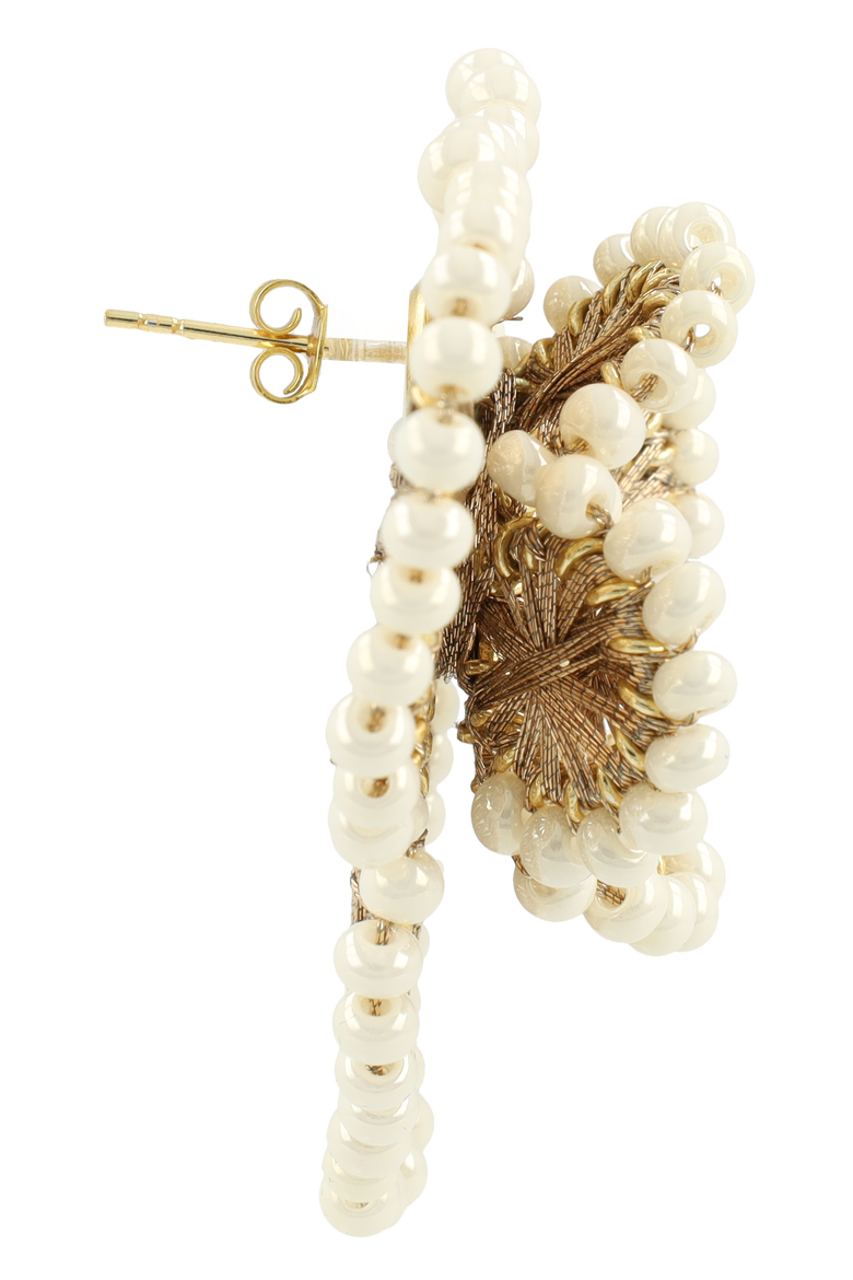 Silk Flower Statement Earrings in Champagne, Alternate, color, Champagne