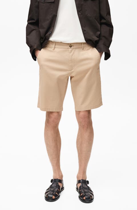 Slim Fit Flat Front Bermuda Chino Shorts