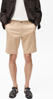 MANGO Slim Fit Flat Front Bermuda Chino Shorts